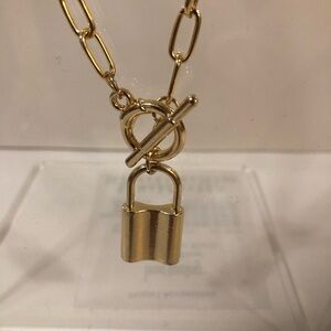 Gold Toggle Lock Necklace NWOT